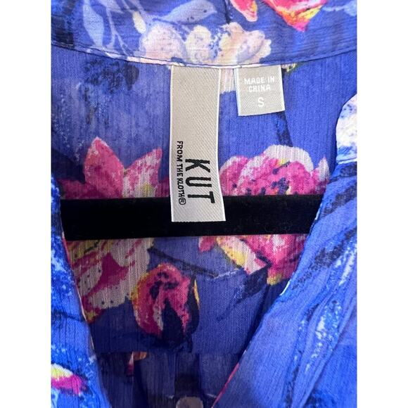 Kut From the Cloth Sz SM Women's Top Purple Floral Button Down Dressy - Picture 4 of 5